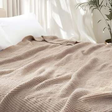 Elegant Long Create Taupe Knit Throw Blanket 50X60