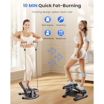 Srify Twist Steppers for Exercise at Home,Stair Steppers with Resistance Bands,Mini Stepper Exercise Machine 330LBS Capacity,Steppers for Full Body Workout,Grey