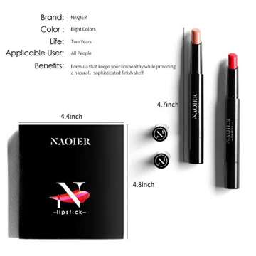 NAQIER Matte Lipstick Set, 8PCS Nude Moisturizer Smooth Lip Stick, Waterproof Matte Lipstick Make up Velvet lip gloss Cosmetic