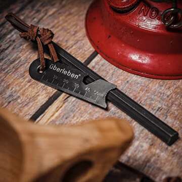 überleben Hexå Original Ferro Rod Fire Starter for Survival – Up to 20,000 Strikes, 6" Long, 1/2" Thick Hexagon Fire Steel with Striker and Lanyard – Waterproof Flint and Steel for Camping