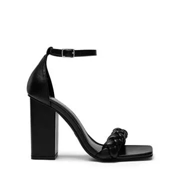 DREAM PAIRS Women's Heels for Women Braided Open Toe Ankle Strap High Block Chunky Heel Sandals Party Wedding Dress Pumps Shoes,Size 7.5,Black,SDHS2321W