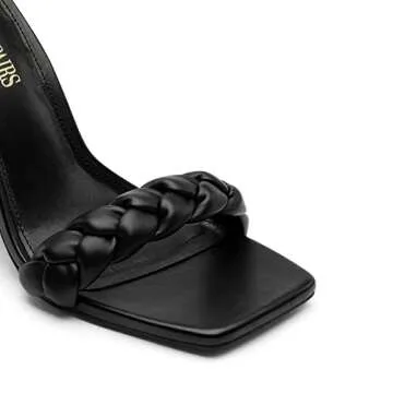 DREAM PAIRS Women's Heels for Women Braided Open Toe Ankle Strap High Block Chunky Heel Sandals Party Wedding Dress Pumps Shoes,Size 7.5,Black,SDHS2321W