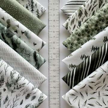 Precut Quilting Fabric Squares – 100% Cotton 60pcs 8 x 8 inches (20cm x 20cm) Sewing Fabric Bundle for Patchwork and Crafts, Turkish Cotton (Eco Style, #10)