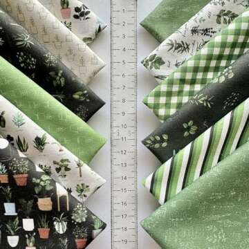 Precut Quilting Fabric Squares – 100% Cotton 60pcs 8 x 8 inches (20cm x 20cm) Sewing Fabric Bundle for Patchwork and Crafts, Turkish Cotton (Eco Style, #10)