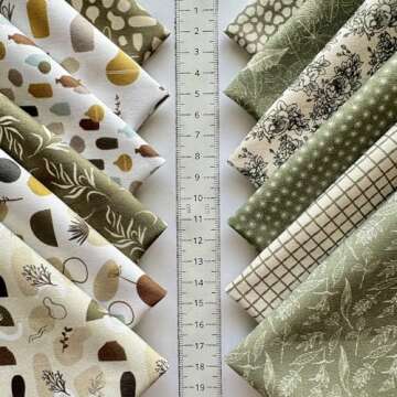 Precut Quilting Fabric Squares – 100% Cotton 60pcs 8 x 8 inches (20cm x 20cm) Sewing Fabric Bundle for Patchwork and Crafts, Turkish Cotton (Eco Style, #10)