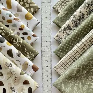 Precut Quilting Fabric Squares – 100% Cotton 60pcs 8 x 8 inches (20cm x 20cm) Sewing Fabric Bundle for Patchwork and Crafts, Turkish Cotton (Eco Style, #10)