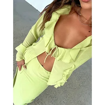 Women Y2K 2 Piece Long Skirt Set for Trendy Outings