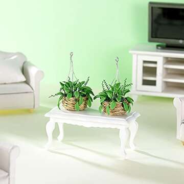 Skylety 2 Pieces 1:12 Miniature Dollhouse Plants Miniature Bonsai Plant Dollhouse Christmas Tree Mini Potted Houseplant Hanging Bonsai Pot Model for Toddlers Girls and Boys Toys DIY