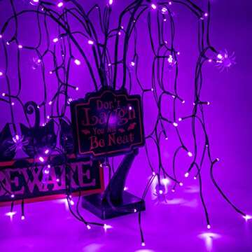 FUNARTY 100 LED Halloween Willow Tree with Spiders