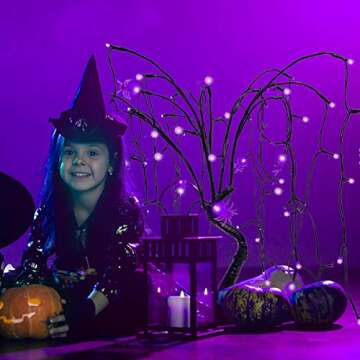 FUNARTY 100 LED Halloween Willow Tree with Spiders