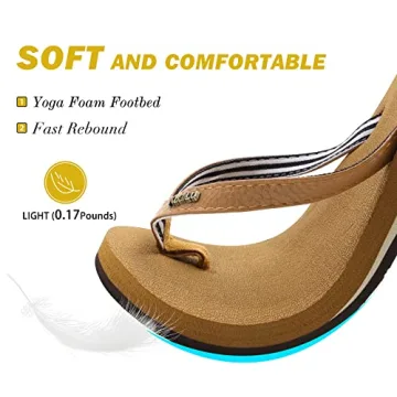 Comfortable Women's Arch Support Flip Flops in Khaki