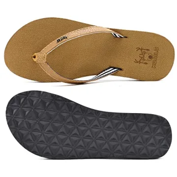 Comfortable Women's Arch Support Flip Flops in Khaki