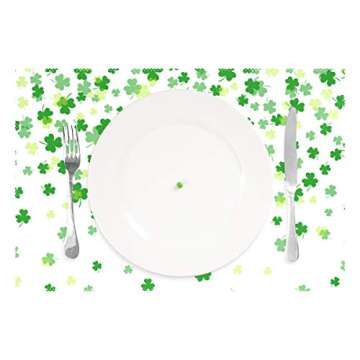 ALAZA Clover Shamrock St. Patrick's Day Placemats for Dining Table Set of 4 Heat Resistant Washable ...
