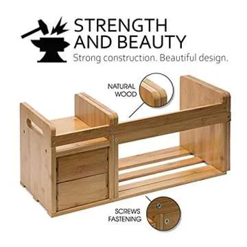 Luxury Bamboo Desk Organizer with Expandable Shelves