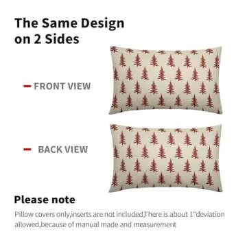 Christmas Lumbar Pillow Covers 12x20 Set of 2 Red Xmas Tree Rustic Style Winter Decorative Outdoor Pillowcases Farmhouse Vintage Holiday Decorations Throw Cushion Case Decor for Couch Sofa Bed