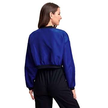 Floerns Women's Lightweight Crop Bomber Jacket in Royal Blue