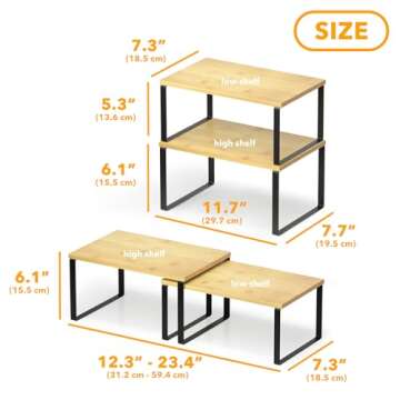 SpaceAid Cabinet Shelf Organizers 2 Pack, Kitchen Counter Rack Shelves Riser, Stackable Expandable S...