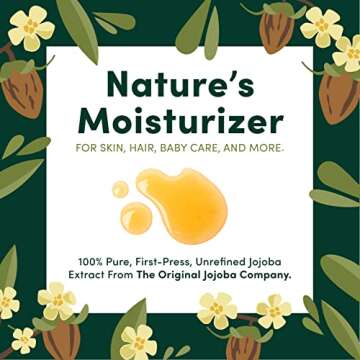 HobaCare 100% Pure, Unrefined Organic Jojoba Oil for Skin & Nails - Moisturizing Body Oil & Face Moi...