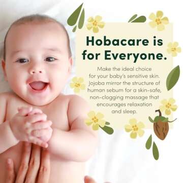 HobaCare 100% Pure, Unrefined Organic Jojoba Oil for Skin & Nails - Moisturizing Body Oil & Face Moisturizer for Dry Skin - Natural Treatment for Hair & Beard Care (4.22 fl oz)