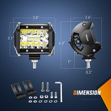 Nilight 60W LED Pods with Mounting Brackets for Vehicles