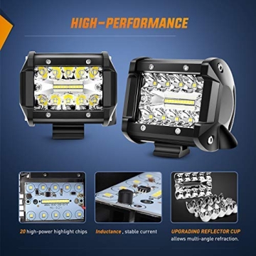Nilight 60W LED Pods with Mounting Brackets for Vehicles