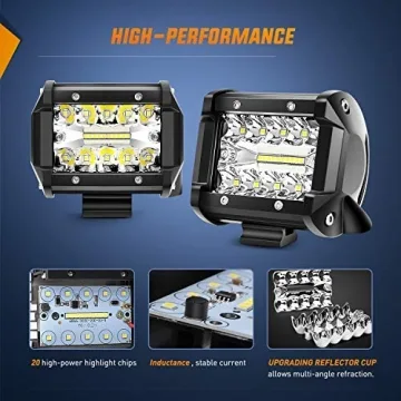 Nilight 60W LED Pods with Mounting Brackets for Vehicles
