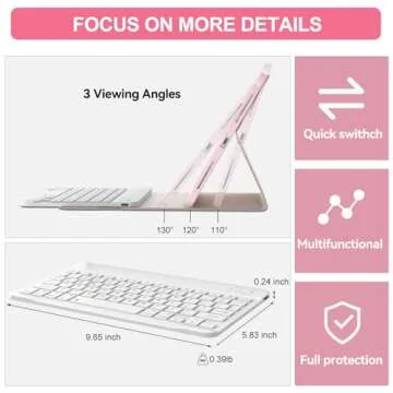 SENGBIRCH for iPad Pro 11 Inch Case Keyboard 2024, Smart iPad 11 Pro M4 Keyboard Case, Bluetooth Keyboard for Pro 11’’ Tablet Case with Pencil Holder, Auto Wake/Sleep Leather Folio, Pink