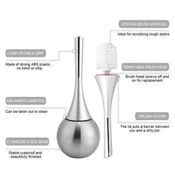 Chic Toilet Bowl Brush Set with Stainless Steel Base