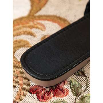 OYOANGLE Women's Metallic Twist Front Open Toe Flat Sandals Fashion Slide Sandals Black 8