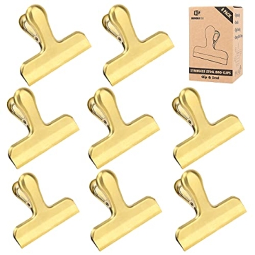 Pack of 8 Bag Clips, Stainless Steel and Heavy Duty Metal Bag Clip,Tightly Seals Chip, Coffee, Bread...