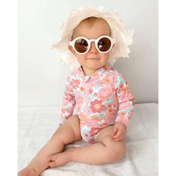 Hnyenmcko Infant Toddler Baby Girl One-Piece Swimsuit Floral/Flamingo Print Zipper Long Sleeve Ruffl...