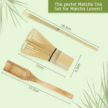 Anpro Bamboo Matcha Tea Whisk set, Scoop and Small Spoon,The Perfect Set to Prepare a Traditional Cup of Matcha