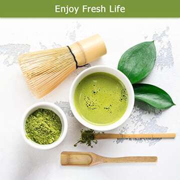 Anpro Bamboo Matcha Tea Whisk set, Scoop and Small Spoon,The Perfect Set to Prepare a Traditional Cup of Matcha