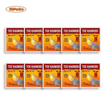 WORLD-BIO Toe Warmers with Adhesive 10 Pairs and Disposable Hand Warmers 10 Packs - Long Lasting Safe Natural Odorless Air Activated Warmers Up to 8 Hours of Heat - Heat Packets for Hands and Feet