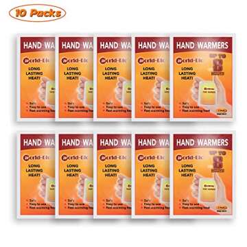 WORLD-BIO Toe Warmers with Adhesive 10 Pairs and Disposable Hand Warmers 10 Packs - Long Lasting Safe Natural Odorless Air Activated Warmers Up to 8 Hours of Heat - Heat Packets for Hands and Feet