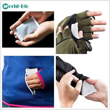 WORLD-BIO Toe Warmers with Adhesive 10 Pairs and Disposable Hand Warmers 10 Packs - Long Lasting Safe Natural Odorless Air Activated Warmers Up to 8 Hours of Heat - Heat Packets for Hands and Feet