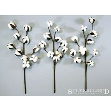 Silvercloud Trading Co. New Cotton Stems 3 Stems/Pack-10 Buds