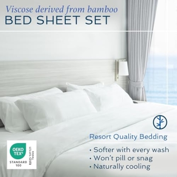 Queen Bamboo Sheets Cooling Breathable Luxury Bedding