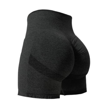 YEOREO Women High Waist Workout Yoga Gym Smile Contour Shorts - XL