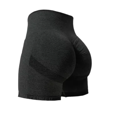 YEOREO Women High Waist Workout Yoga Gym Smile Contour Shorts - XL