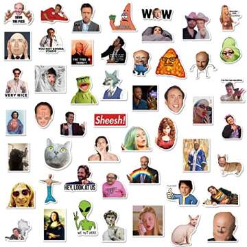 50pcs Meme Funny Stickers,Fashion Internet Celebrity Meme Vinyl Waterproof Decals for Laptop, Bottle...