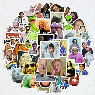 50pcs Meme Funny Stickers,Fashion Internet Celebrity Meme Vinyl Waterproof Decals for Laptop, Bottle, Scrapbook,Phone,Funny Stickers for Adults,Pop Culture Stickers (StickersA)