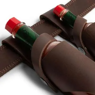 Hide & Drink, Set of 2 Hot Sauce Holsters 5oz & 2oz Bottle Belt Sheath, Compatible with Tobasco Cholulah Sriracha Hot Sauce, Bottle Holder, Full Grain Leather, Handmade, Bourbon Brown