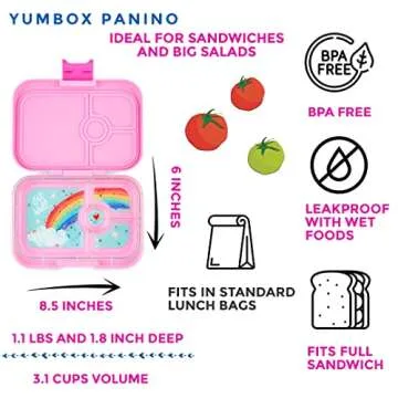 Yumbox Panino Leakproof Bento Lunch Box Container for Kids & Adults (Power Pink)