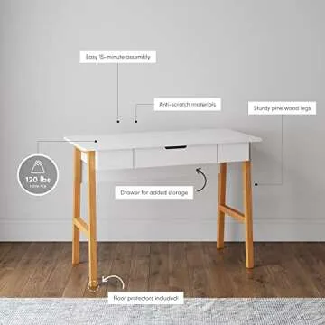 Nathan James Jacklyn Modern Home Office Writing Desk, White/Brown