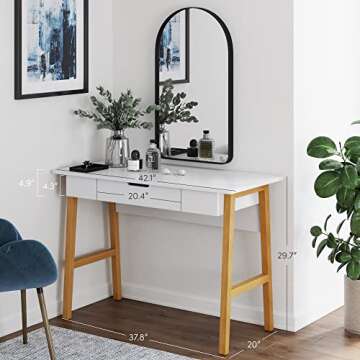 Nathan James Jacklyn Modern Home Office Writing Desk, White/Brown