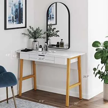 Nathan James Jacklyn Modern Home Office Writing Desk, White/Brown