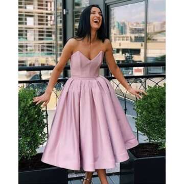 Elegant Strapless Satin Prom Dress for Women