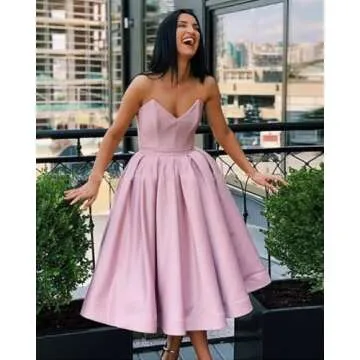 Elegant Strapless Satin Prom Dress for Women