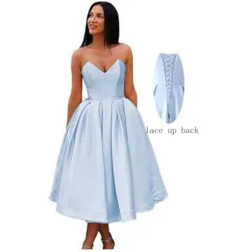 Elegant Strapless Satin Prom Dress for Women